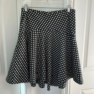 Marc Jacobs Lined Flared Skirt Navy with Cream Flower Print | Size 4